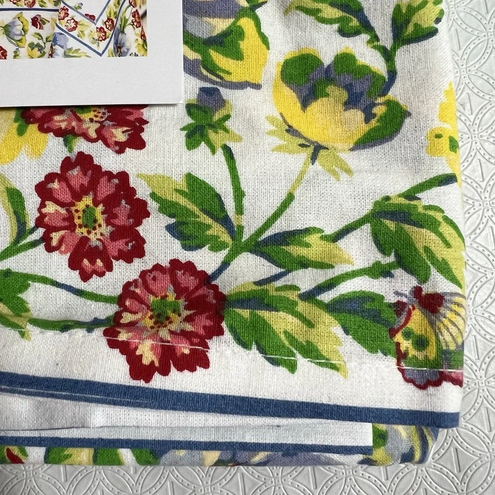 NEW April Cornell Tablecloth Floral PENNY'S PATIO 100% Cotton Sz 60x84